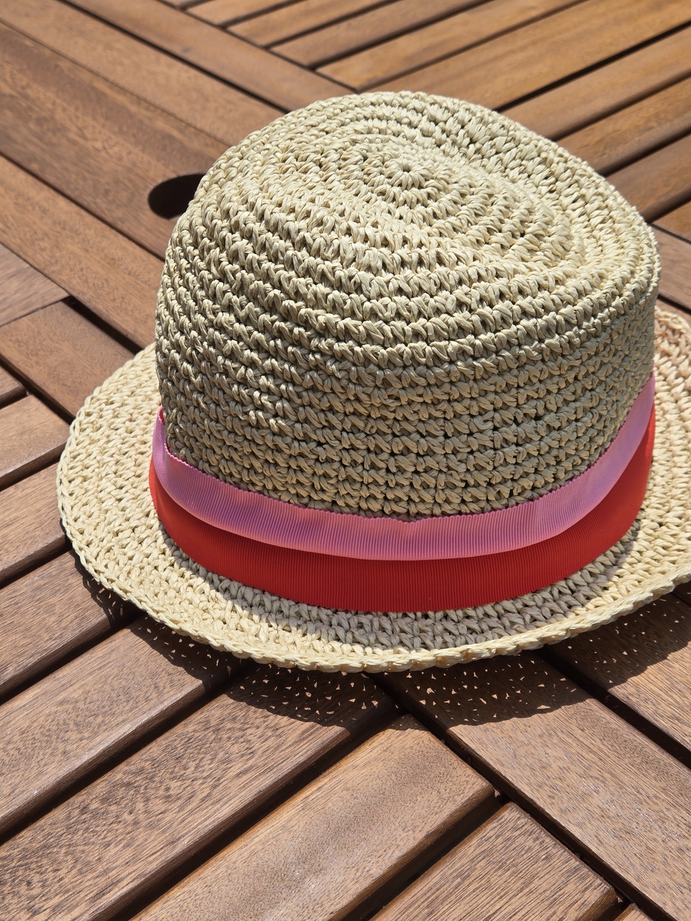 kate spade Natural Straw Hat with Pink and Red Ribbon - Picture 3 of 4